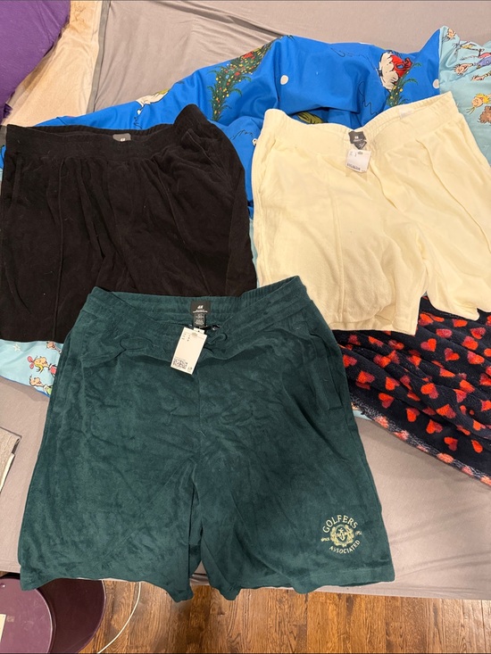 H&M Other - Green Golfers Asso Logo Shorts + Black and Cream terry cloth bundle 3 shorts